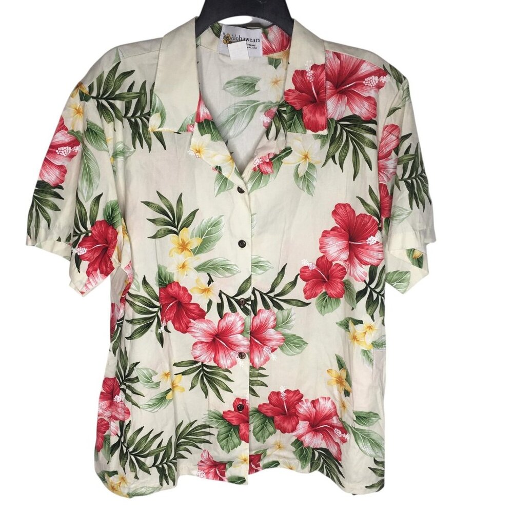 Alohawears Shirt Mens 2XL Floral Hawaiian Aloha Button Front Made in Hawaii USA